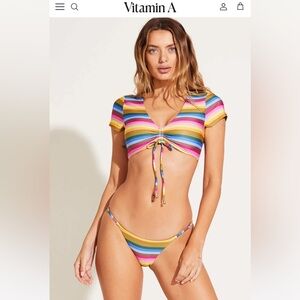 Vitamin A Moss Adjustable Side String Bottom - Rainbow Stripe EcoLux